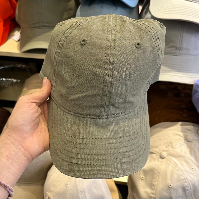 

Quality solid color soft top cap widened brim casual versatile face small baseball cap men and women Adult (55-58cm) армія зелений колір