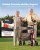 Rollator Walker with Seat for Seniors, Foldable Rolling Walker, Lightweight Aluminum Mobility Walking Aid with PVC Solid Wheels, Adjustable Handle,