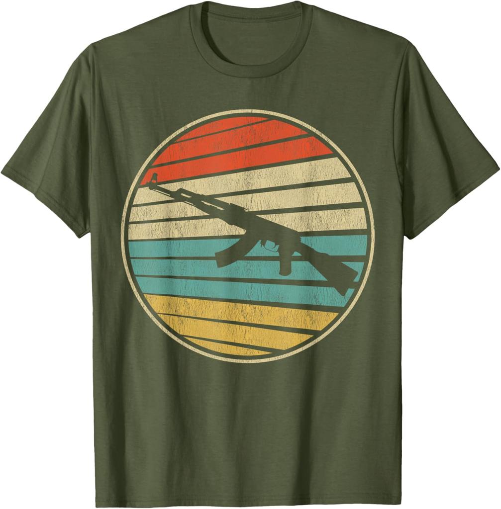 Gun Lover Vintage 70s 80s AK47 Assault Rifle TShirt 100 Cotton ONeck Short Sleeve Summer Casual Mens Tshirt Streetwear