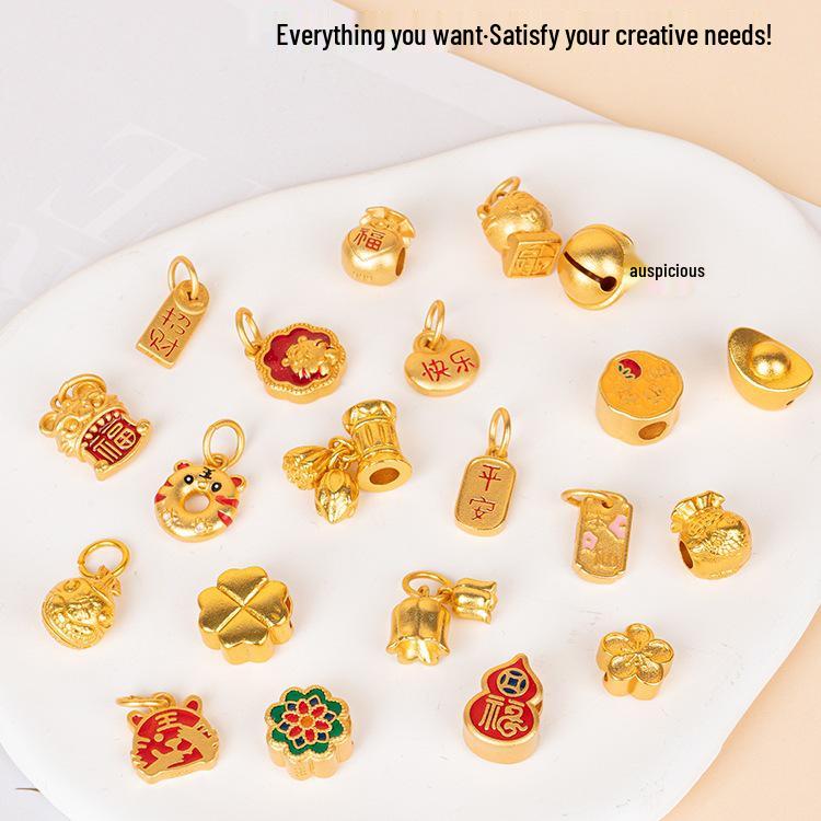 Vergoldetes antikes Schmuckset: Halskette, Armbänder & Perlenanhänger - Nicht verblassendes DIY-Zubehör