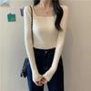 Square-neck Sweater Women's Pullover Autumn and Winter New Korean-style Slim-fit Top Knitted Tight Base Layer