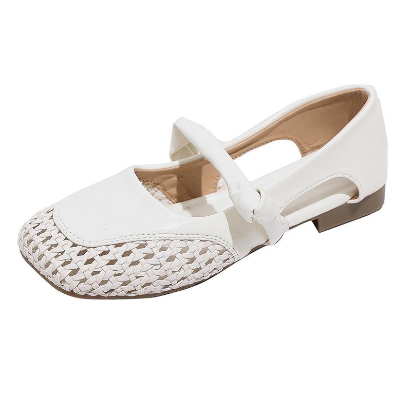 Γαλλικά ελαφριά υφασμένα κούφια Mary Jane μονά παπούτσια 2025 άνοιξη και καλοκαίρι νέο μαλακή σόλα μαλακή επιφάνεια ένα πέταλο παπούτσια γιαγιάς