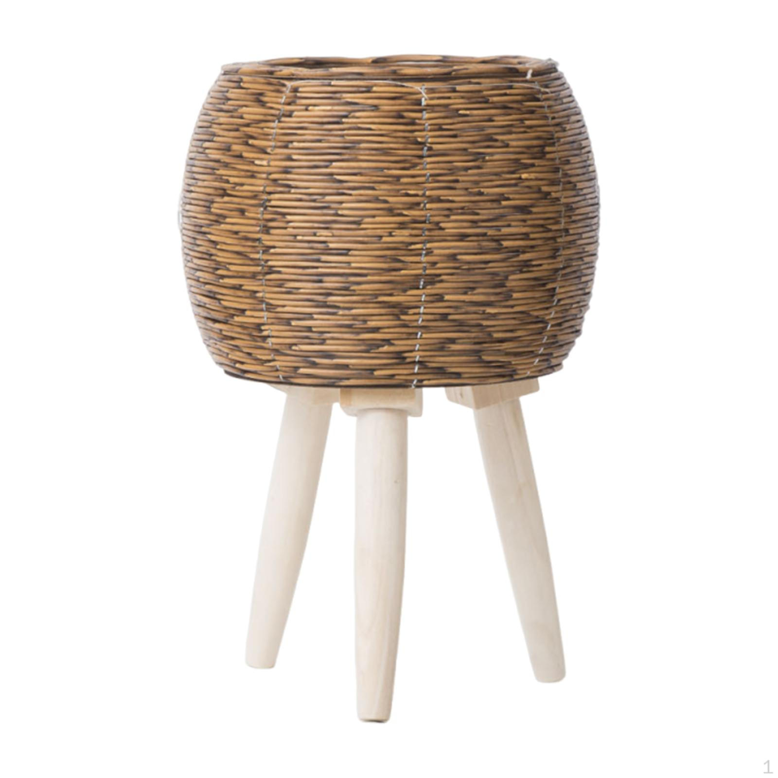 

Flower Basket in Minimalist Design with Stand, Wooden Legs, Lightweight And Portable Plant Pot, Coffee 31x20cm 3 Leg