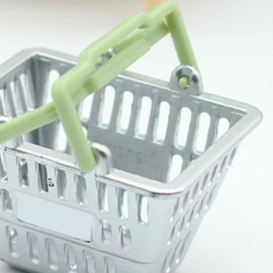 Miniature Shopping Basket Mini Supermarket Basket Model Tiny Grocery Basket Handbasket Ornament Toy DIY Dollhouse Decoration Accessories Photo Prop