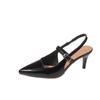 Fashion Metal Buckle Pumps Women Med Heels Footwear Pointed Toe Shoes Ladies Heels Shoes Luxury Female Slingbacks Sandals