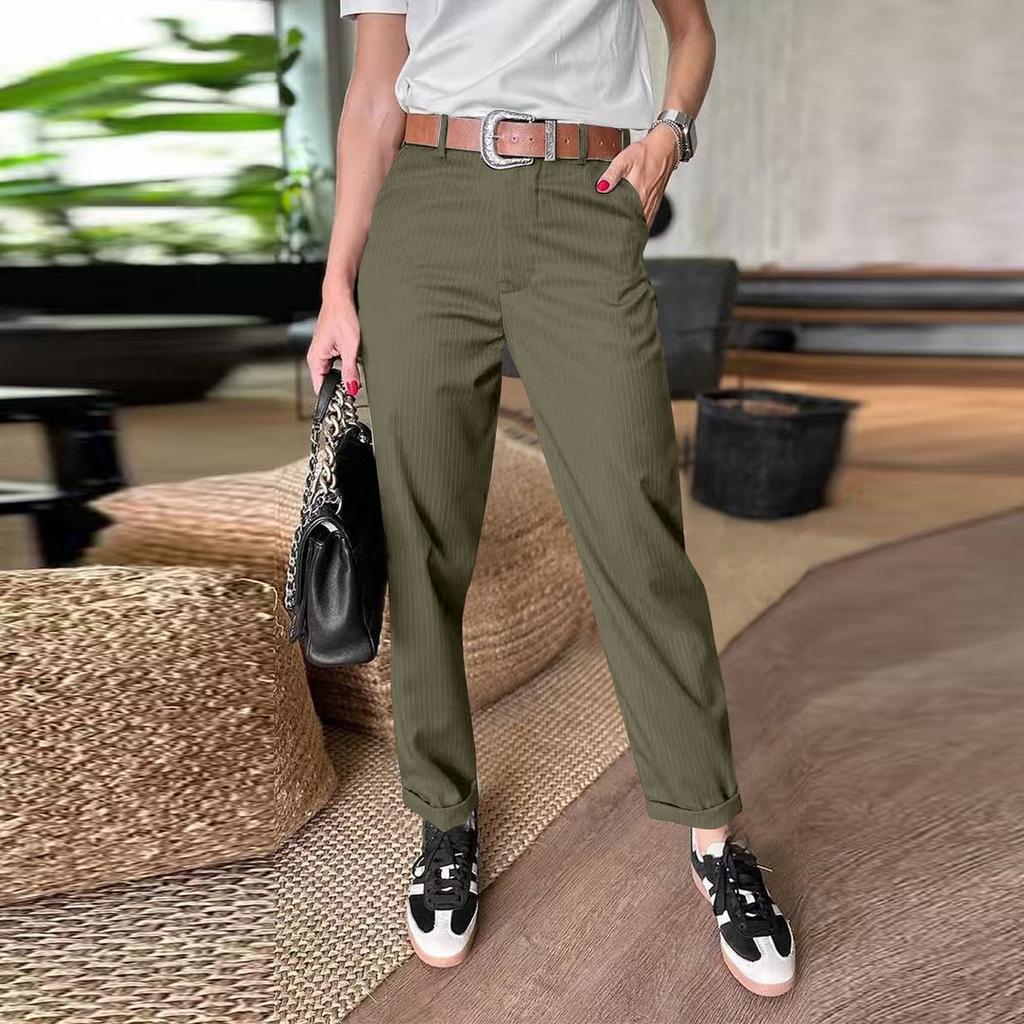 Women's Pants Business Casual Work Pants With Pockets High Waist Trousers Pull On Slacks