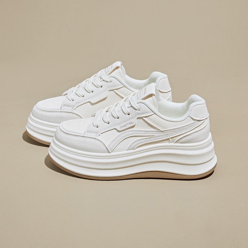 

Women s Casual Chunky Platform Sneakers Lightweight Anti-Slip Walking Shoes Faux Leather Lace-Up Running Shoes Comfortable Tennis Sneakers for Women 35 бежевий