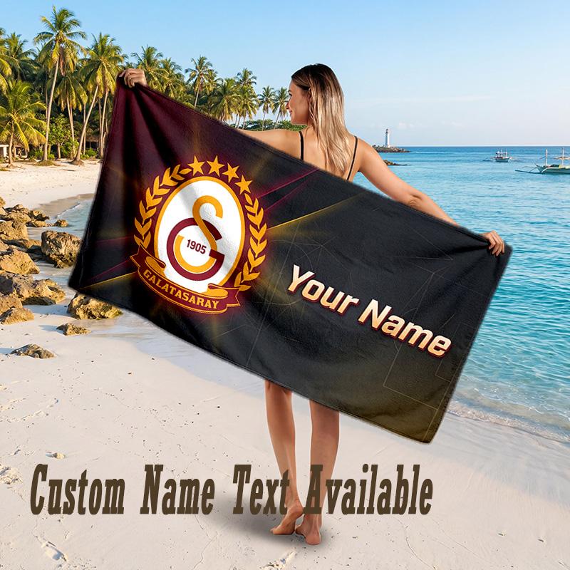 Galatasaray FC Design Beach Towel Custom Text Large Towel for Beach Vacation