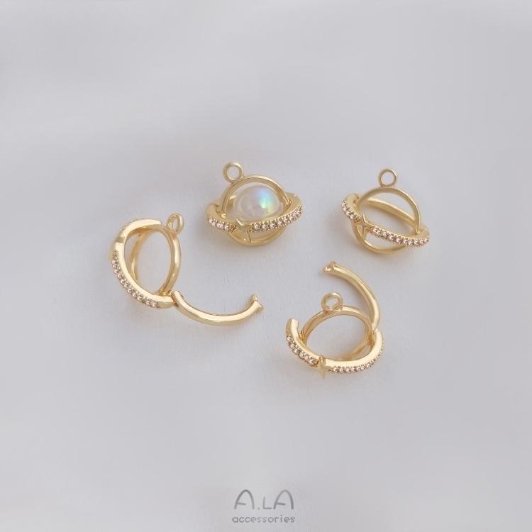 14K Gullfylt Zirkon Planet Lås Anheng for DIY Smykker