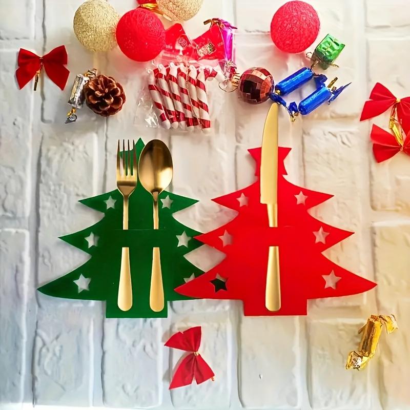 12 Pezzi Tappetini Portaposate in Feltro a Forma di Albero di Natale con Decorazioni a Stella Durevoli per la Casa Decorazioni per Tavola per Feste Natalizie