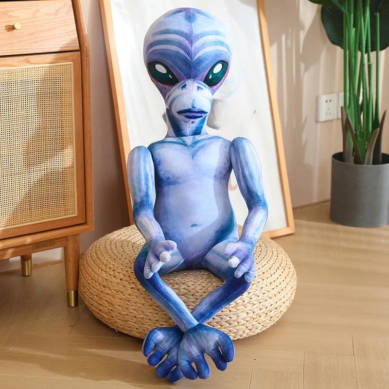 Δημιουργικό υψηλής ποιότητας προσομοίωσης PU Alien Plush Doll Backpack χρυσό ασημένιο χρώμα Alien Plush Toy για αγόρια και κορίτσια σχολική τσάντα