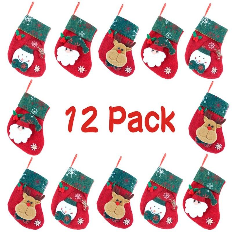 

Набор рождественских украшений 12 шт. Подвески для рождественской елки, носки для подвешивания, мешочек для конфет, украшение для камина на рождественской вечеринке