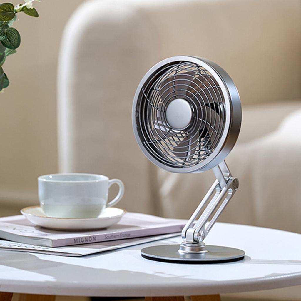 USB Desk Fan Portable Fan Alloy, Small, Folding 360° Rotation, Quiet Table Fan Personal Cooling Fan for Desktop Office Dorm