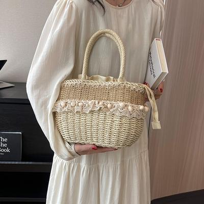 New Weave Tote Bag Feminine Bohemian for Women Summer Beach Straw Handbags and Purses Ladies Fashion