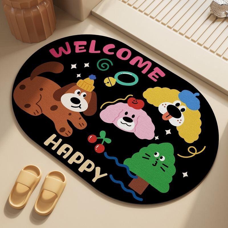 

Cartoon bathroom floor mat, diatom mud absorbent mat, toilet, toilet door non-slip foot mat, leave-in carpet door mat 40x60cm15.7x23.6in