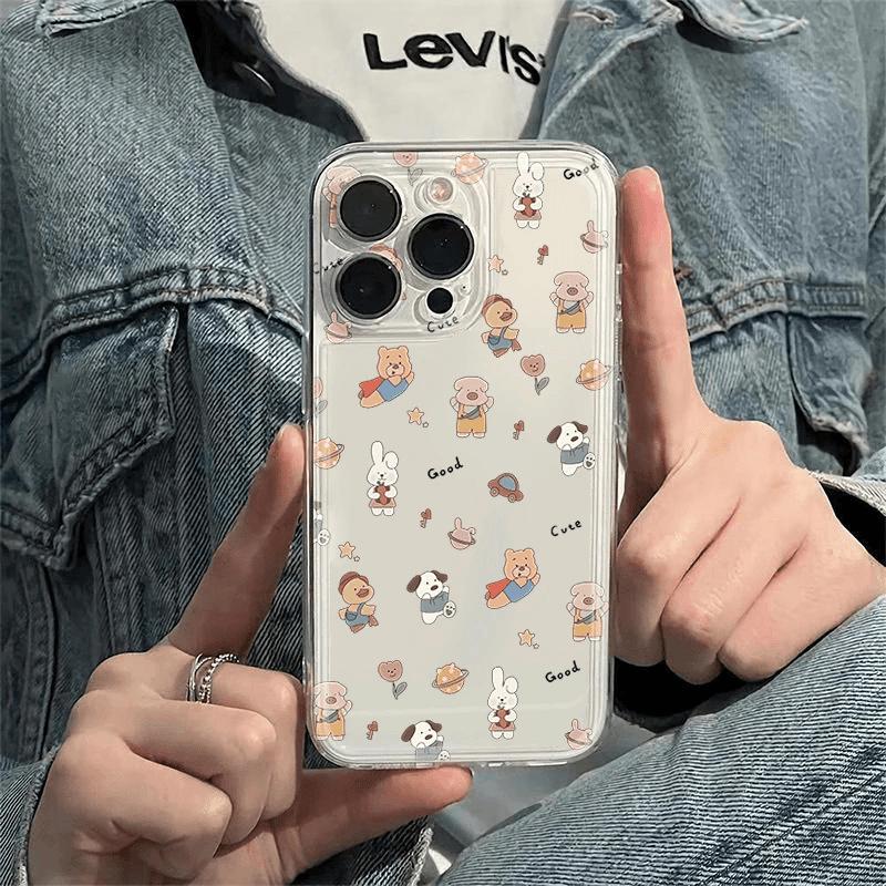 Superman Bear Phone Case for Apple 16 Pro Max, 14, 15, X, XS, 11 Pro - Transparent, Soft, Precise Fit