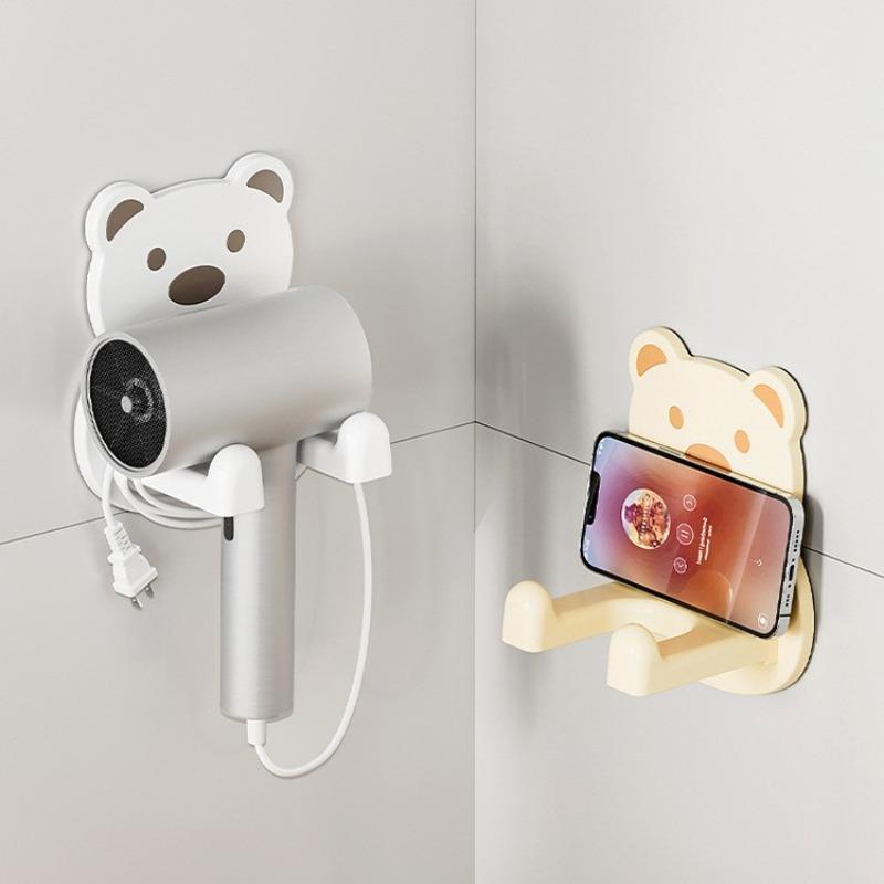 Hair Dryer Stand, Universal Hair Dryer Storage Rack for Bathroom Without Drilling, Plastic Wall-mounted Bathroom Storage Rack