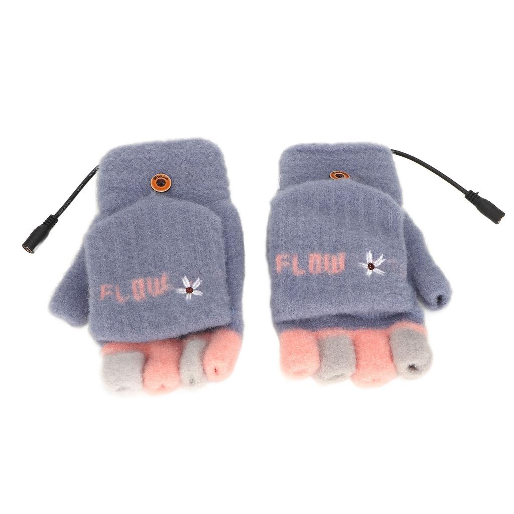 Beheizte Fäustlinge Doppelseitige Heizung Halbfingerlose Heizstrickhandschuhe für den Winter