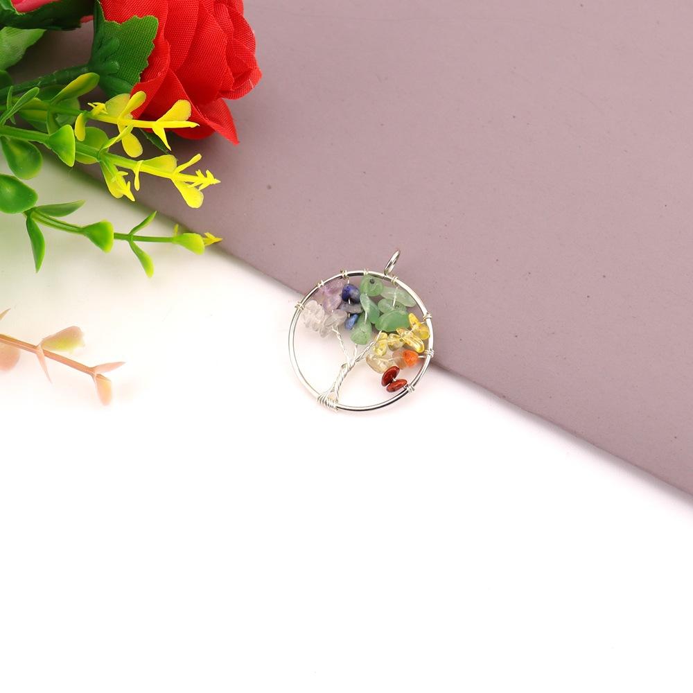 Natural Crystal Gravel Winding Colorful Tree Of Life Pendant Necklace Natural Stone Fortune Tree Dream Catcher Pendant N746