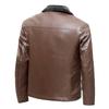 Men's Plus Size Winter Fur-Lined Leather Jacket with Lapel