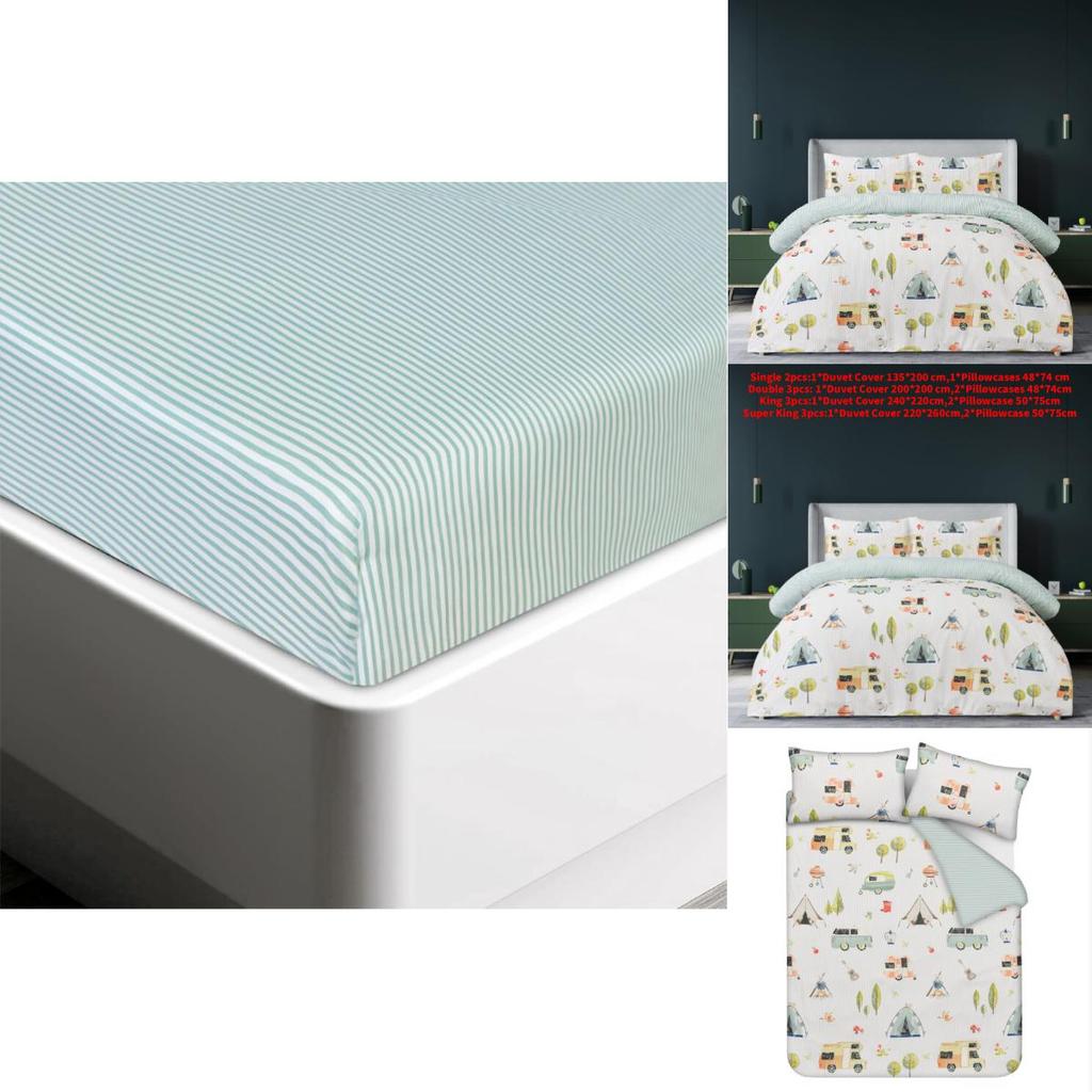Reversible Camping Bedding Set With Digital Print For Home Sleep Comfort