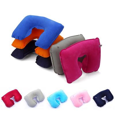 Inflatable U Shape Neck Cushion PVC Soft Flocking Travel Comfortable Pillow Office Home Air Cushion Sleep Pillow Washable