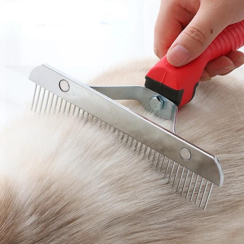 Dog Brushes for Grooming Large Dogs Long Hair Dog Rake Pet Grooming Brush Steel Comb for Golden Retriever Husky German Shepherd