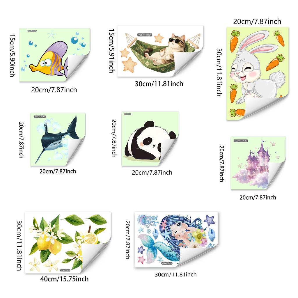 Luminous Dolphin Panda Rabbit Animal Flower Toilet Sticker Self-Adhesive Pvc Bathroom Home Decoration Green Dream Fun Pattern