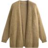 Autumn and winter fashion loose foreign style imitation mink cardigan solid color advanced sense simple medium and long sweater jacket
