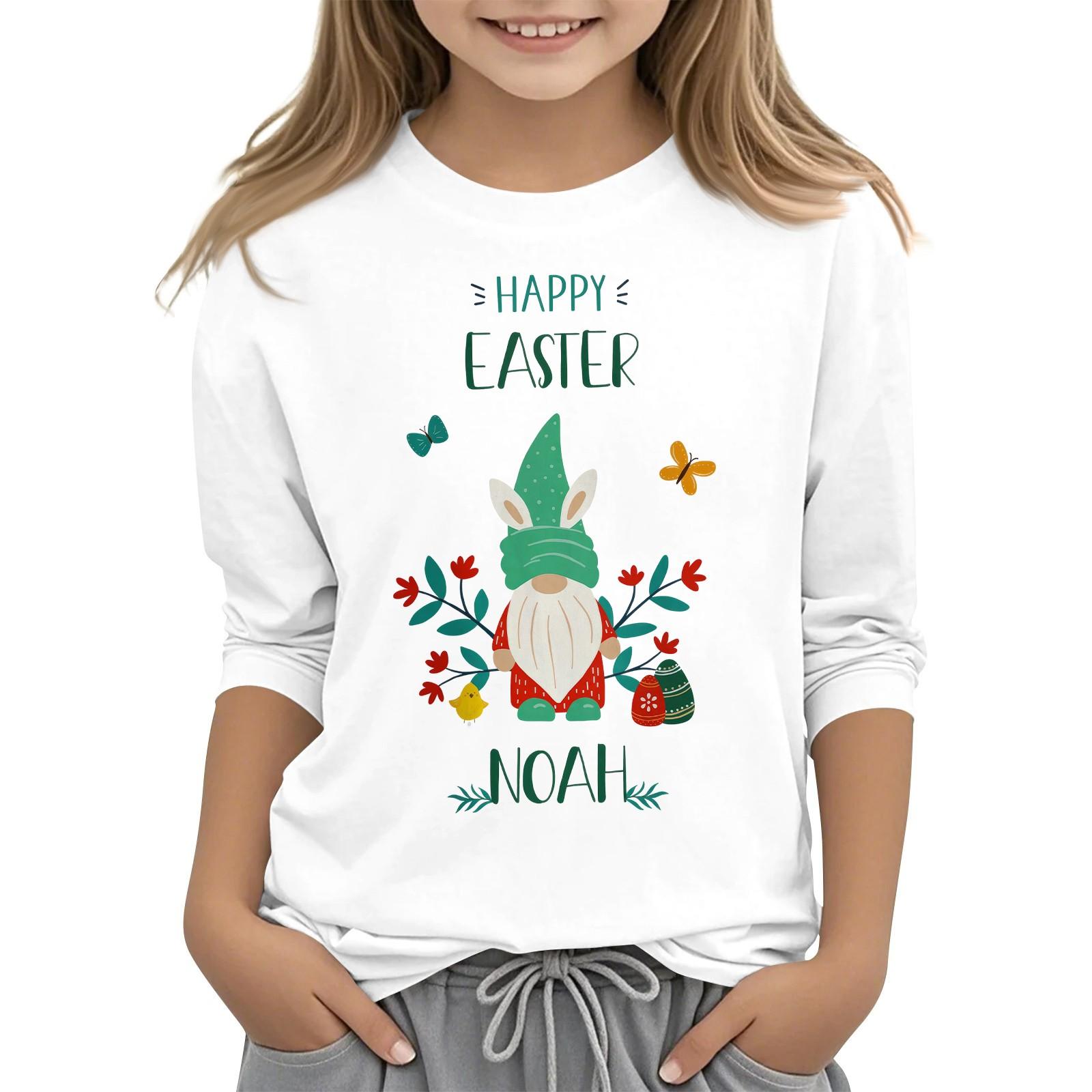 

Повседневная футболка с круглым вырезом и пасхальным принтом, с рукавами 7 точек для детей 160 белый