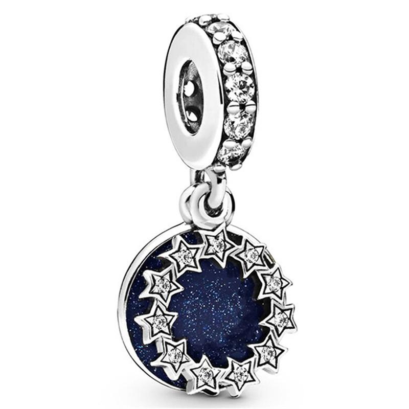 Silver Plated Blue Starry Sky Pendant Alloy Set Star Earth Bead Bracelet & Necklace DIY Jewelry Accessories Series