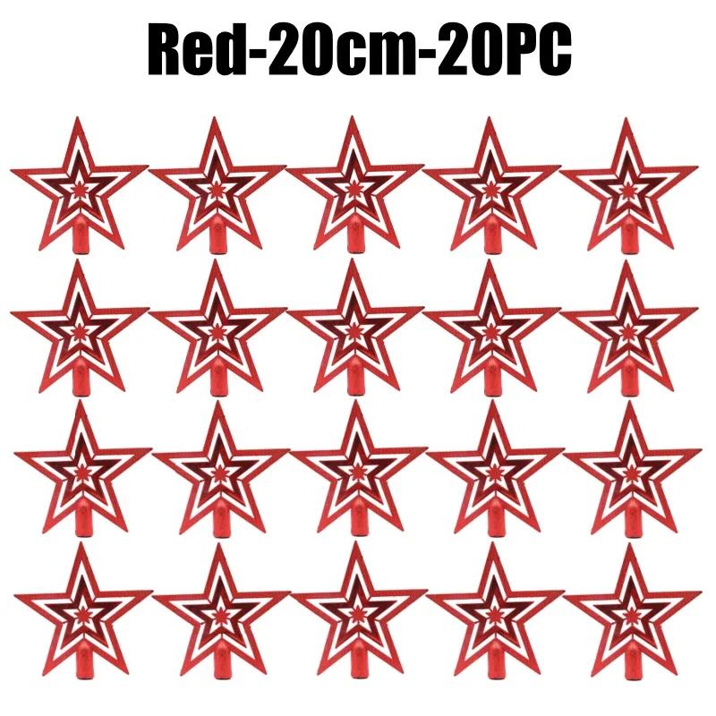 Weihnachts Pentagramm Stern Baumspitze Kunststoff Ornamente für Feierparty Neujahr Haus Dekorationen