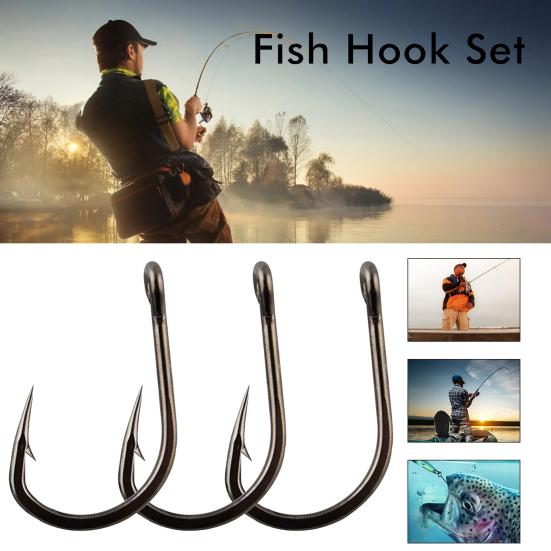 200Pcs/Box Metal Fishhook 10 Sizes Heavy Duty Barbed Fishing Hook Freshwater Saltwater Bass Trout Walleye Fishing Accessories