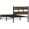 Metal Bed Frame without Mattress Smoked Oak Finish 80x200 cm
