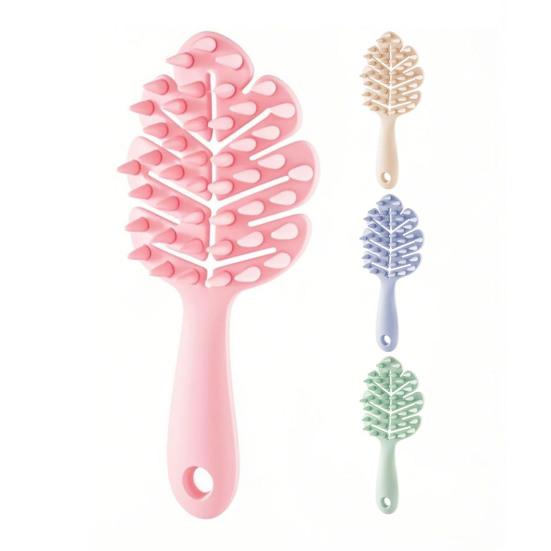 2Pcs Hollow Leaf Shampoo Brush with Long Handle Hanging Men Women Portable Travel Hair Growth Scalp Massage Scrubber Cleaning Brush
