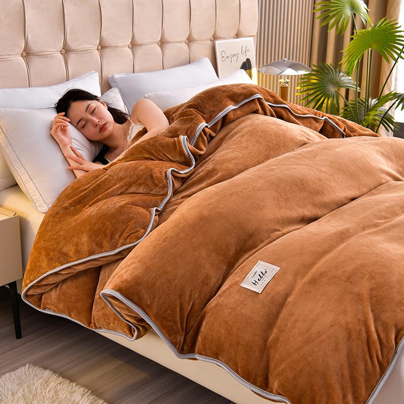 Solid Color Thickened Milk Velvet Duvet Cover Hotel Luxury Dark Green Single Double Comforter Cover Home Warm Soft Quilt Covers