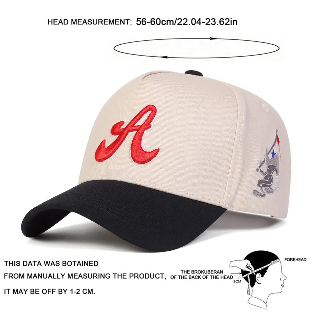 Baseball Stitching Embroidered A Lettering Alphabet Personality Neutral Gender Women Men For Caps Spring Autumn Outdoor Sunscreen Hat Adjustable