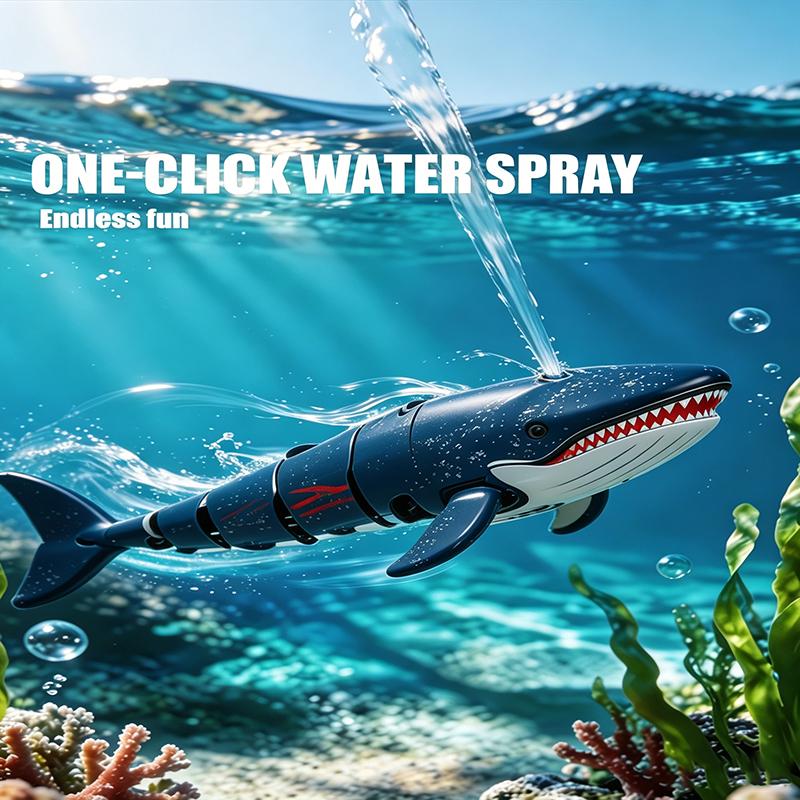 New Rc Simulation Remote Control Mini Whale Automatic Water Spray Swimming Animal Model Outdoor Children Kid Toys Birthday Gifts
