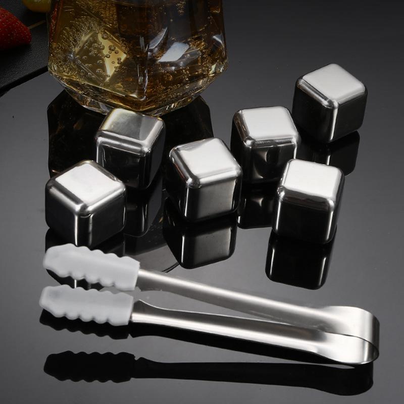 4/6/8 Stück Edelstahl Eiswürfel Set Wiederverwendbare Kühlsteine für Whiskey Wein Weinkühlwürfel Kühlstein Party Bar Werkzeug