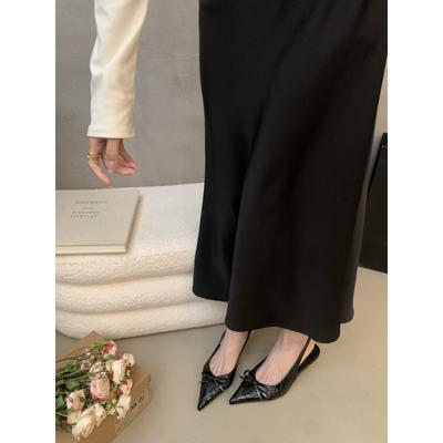 Temperament Nude Pointed Bow Light Mouth High Heels Women's New Bag Head Empty Sandals