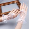 Summer Lolita Lace Short Fingerless Gloves Girl Princess Mesh Bow Hand Sleeve Dress Party Wedding Cosplay Accessories