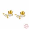 Genuine 925 Sterling Silver Stylish Personality Leaf Zircon Earrings for Women  Korean Cute Simple Jewelry Accessories