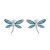 WOSTU 100% 925 Sterling Silver Animals Sea Bee Flamingo Unicorn Opal Stud Earrings For Women Wedding Fashion Anniversary Jewelry