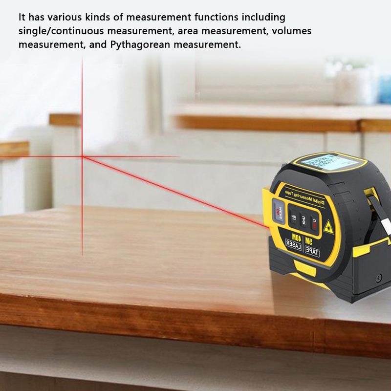 3 In 1 Laser Distance Meter Area Measuring Laser Tape Measure LCD Digital Display Laser Rangefinder With Stainless 5m Tape Ruler