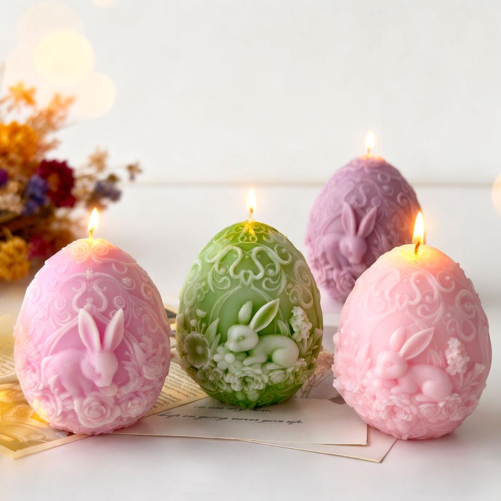 DIY Ouă de Iepuraș de Paște Mucegaiă Lumânare din Silicon 3D Reliefat Iepure Săpun Handmade Tencuială Rășină Ornamente Meșteșuguri Matrite Cadouri Decor