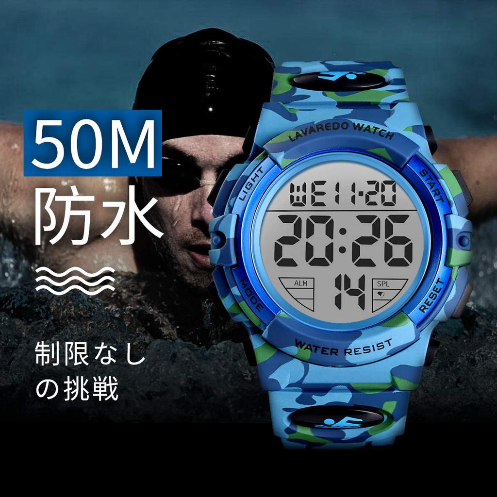 Digital Watch 50m Water Resistant Date Day Alarm LED Display Waterproof Watch Sports Watch Outdoor Digital Watch Men's Multi-Function