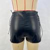 2023 Autumn/Winter Women's High-Waisted Black Faux Leather Shorts - Elastic, Casual, Tight Fit