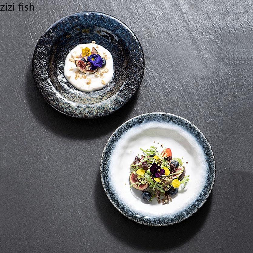 Vintage Ceramic Dinner Plate Thick Soup Plate Pasta Plate Salad Plates Dessert Dish Snack Plates Restaurant Specialty Tableware