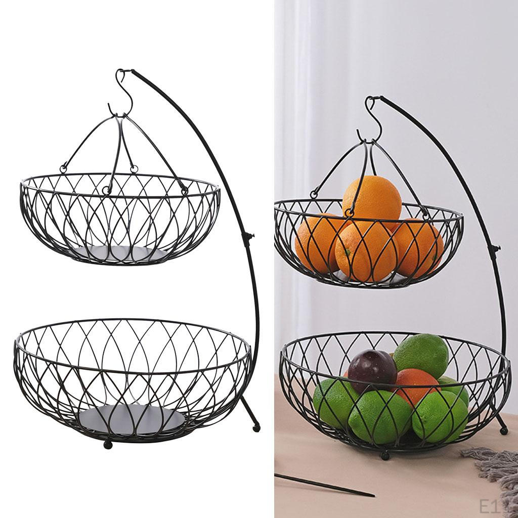 Creative 2-Tier Fruit Basket Bowl Storage Shelf Display Standing Multipurpose for