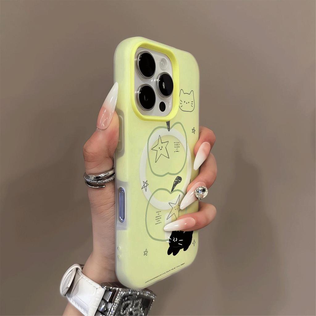 Jelly 2-in-1 Phone Case for Apple Strong Magnetic Solid Color Phone Case Double Layer for Apple Shell Cartoon Fashionable Women